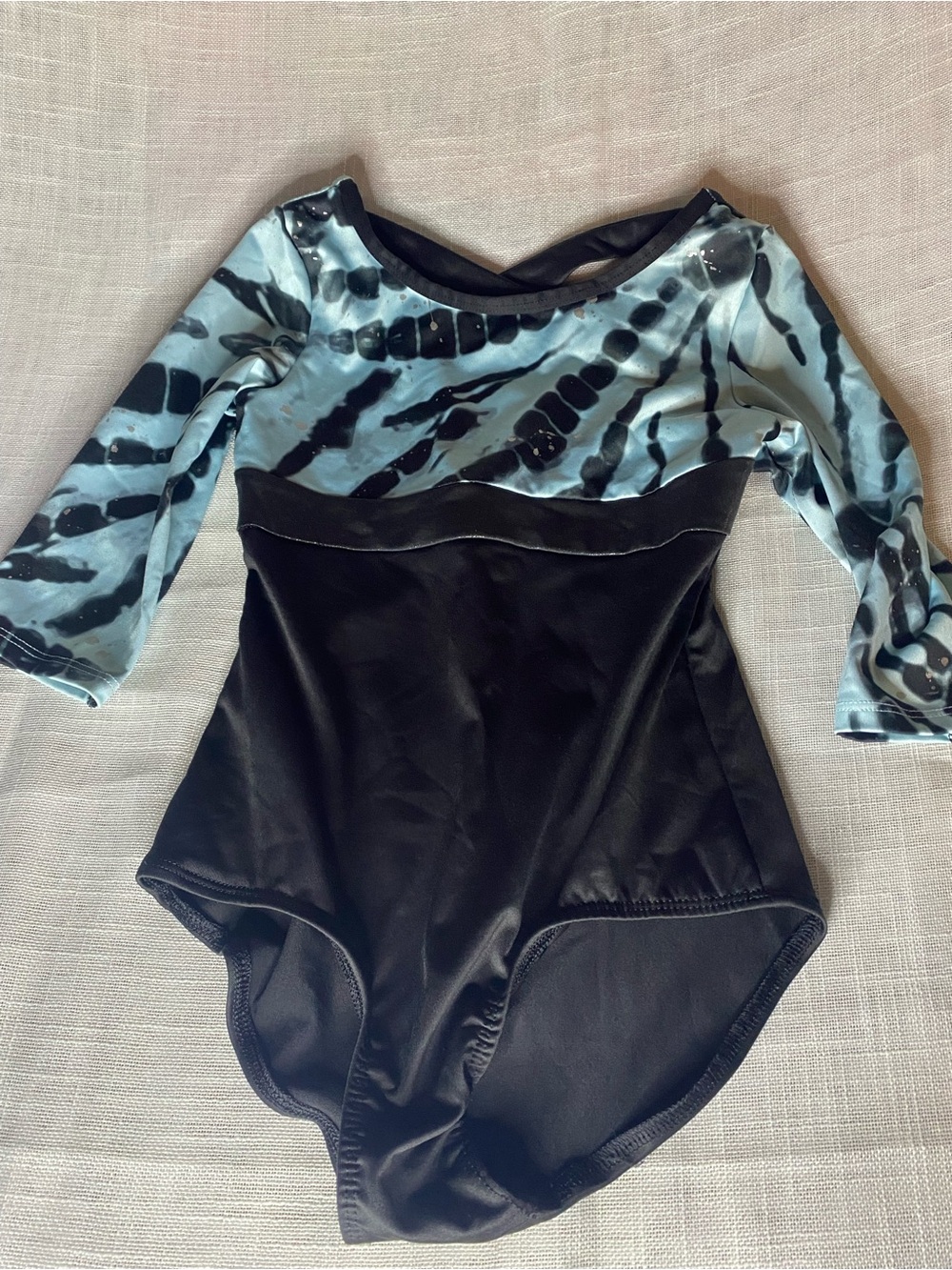 Justice Black and Light Blue Long Sleeve Leotard